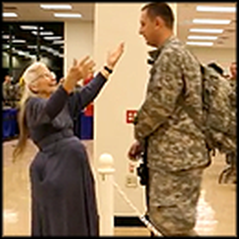 Woman Tries to Hug Every Soldier Who Returns Home - Heartwarming