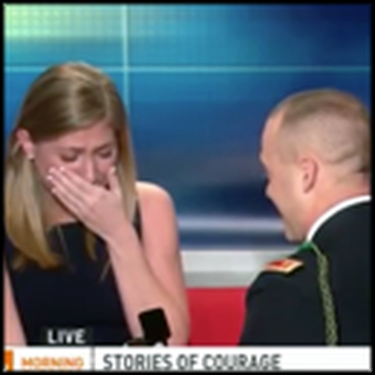 Soldier Gives His Girlfriend the BEST Surprise on Live TV