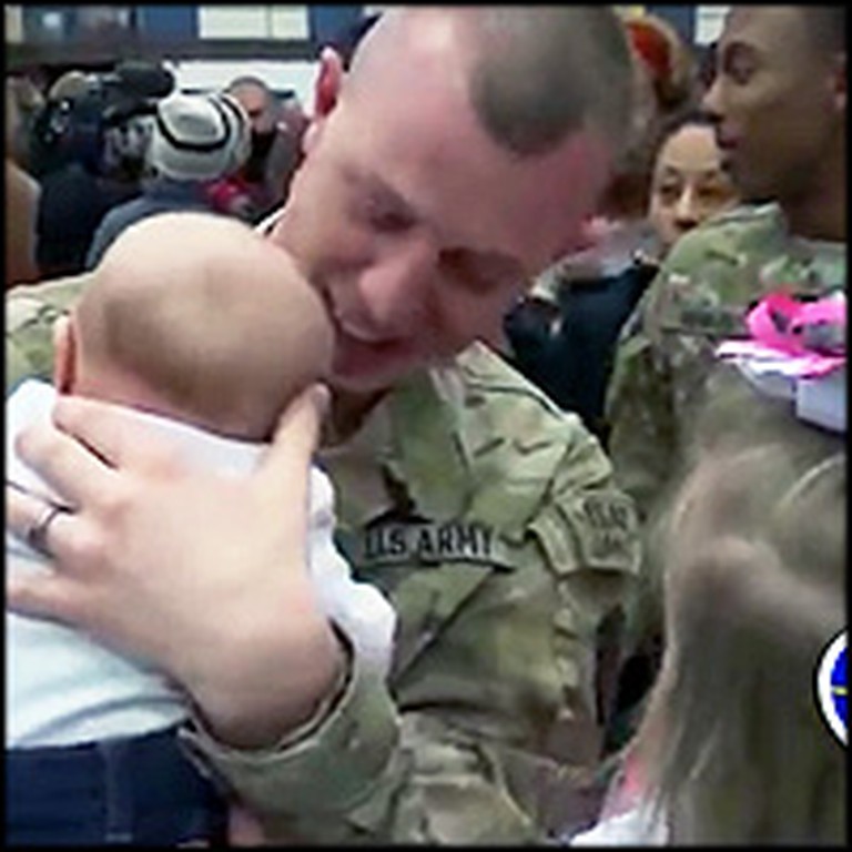 Touching Moment a Soldier Father Meets His Baby for the First Time