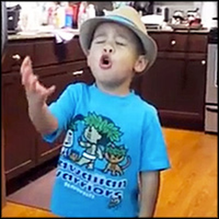 Unbelievably Adorable 4 Year-Old Sings His Heart Out