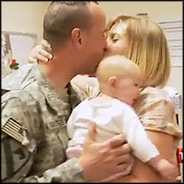 Soldier is Brought to Joyful Tears When He Meets His Newborn Daughter