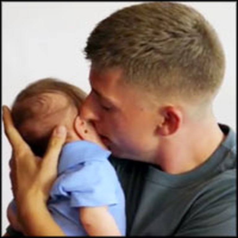 Priceless Moment a Soldier Dad Meets His Baby for the First Time
