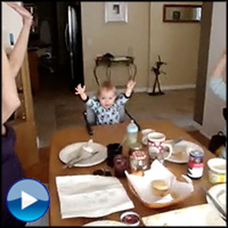 Adorable Baby Boy Leads His Family in Praise at the Dinner Table