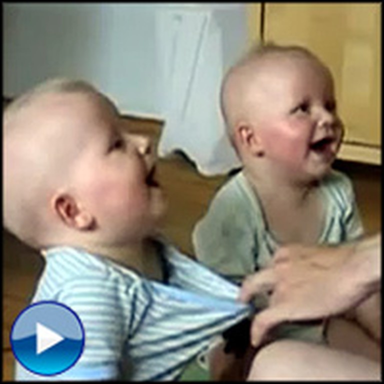 Two Happy Twins Cannot Stop Laughing at Daddy - So Cute