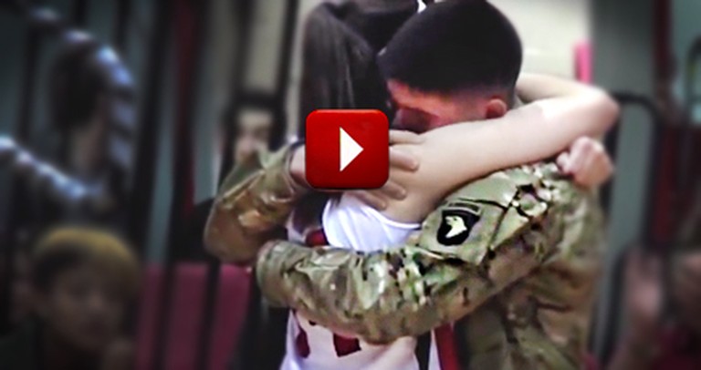 College Ball Player Gets Best Surprise from Her Military Brother - Tears!