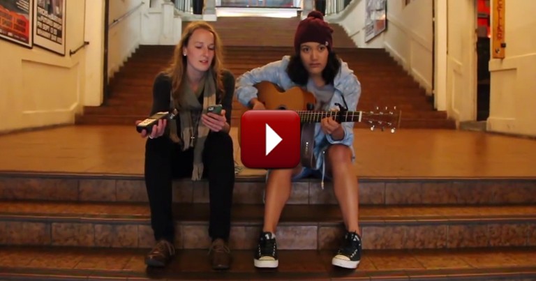 Two Christian Girls Give Glory to the Lord With a Song