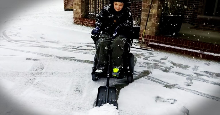 Little Boy In Wheelchair Helps Brother Shovel Snow In Coolest Way