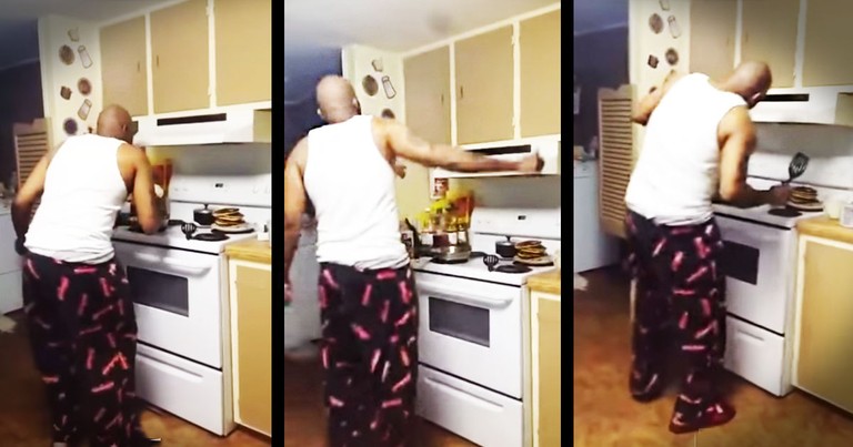 Kids Bust Dad Dancing In The Kitchen - You Go Daddy!