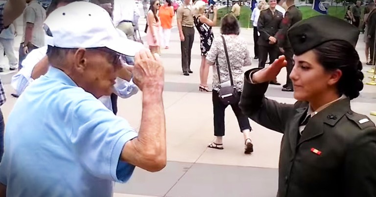 Grandpa Gave Her First Salute, And Then Asked For THIS--Aww!