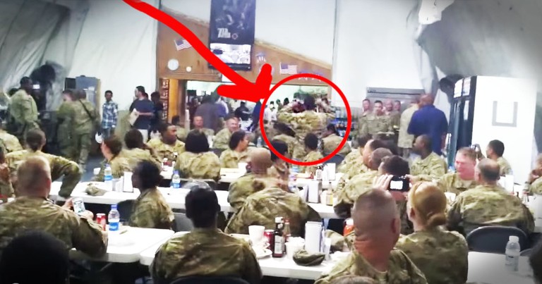 It Looked Like A Normal Day In The Mess Hall Until One Soldier Stood Up!