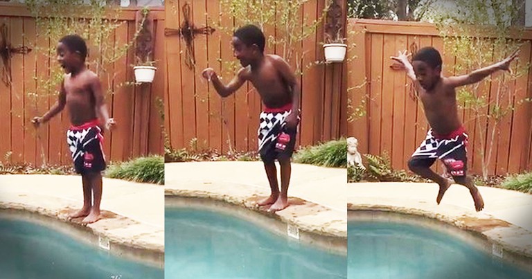 Little Boy's Poolside Pep Talk Will Have You Cheering