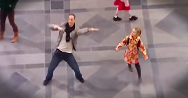 Little Girl and Her Dad Start Epic Flash Mob