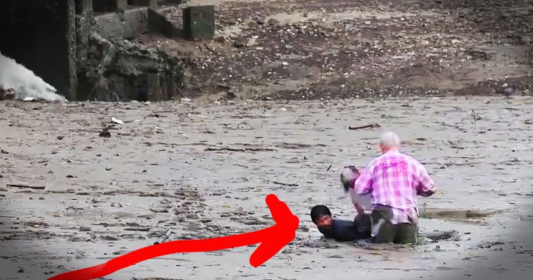 Hero Fisherman Rescues Strangers Trapped In Mud