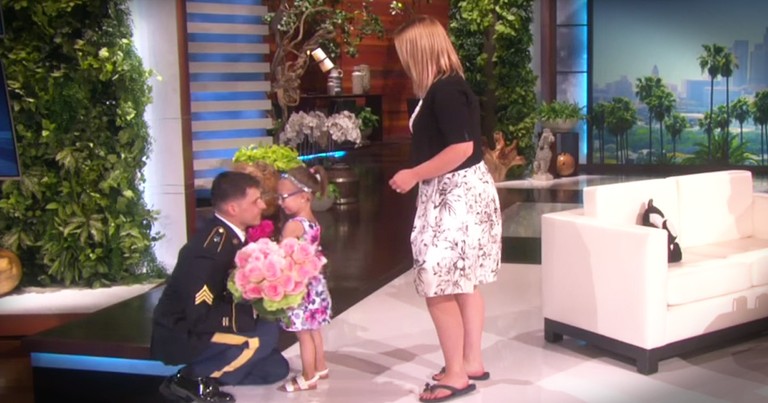 Soldier's Surprise Homecoming For Tiny Gymnast Is Beautiful