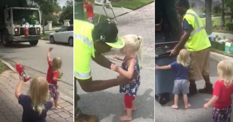 Toddler Triplets And Garbage Men Are The Cutest Friends