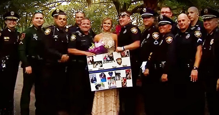 Fallen Officer's Daughter Escorted To Prom By Officers