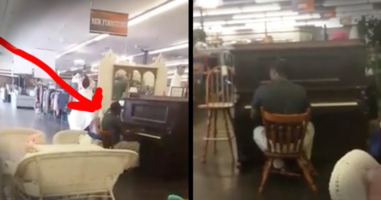 Man Playing Hymn In A Store Will Move You