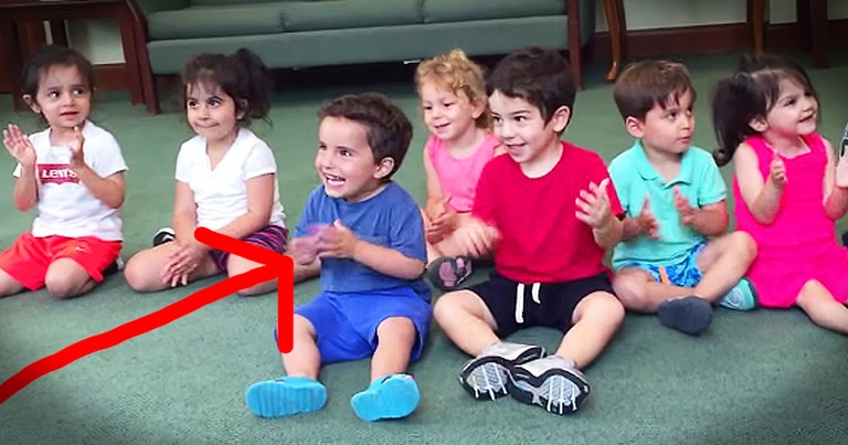 Little Boy Can't Stop Laughing At His Teacher's Silly Song