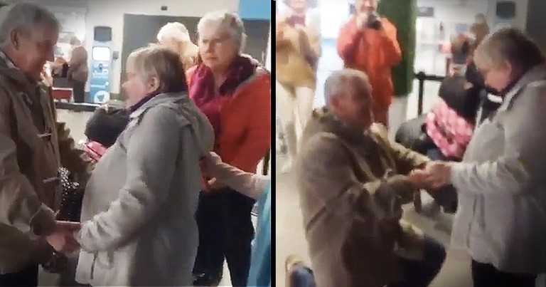 Sweet Older Man Proposes To Longtime Girlfriend In The Middle Of The Airport