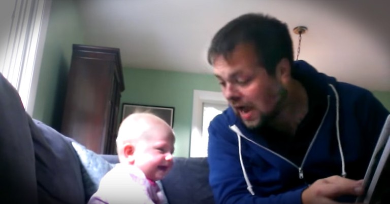 This Dad's Enthusiastic Story Time Has His Baby Girl Cracking Up
