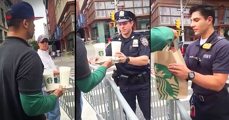 Stranger On The Street Brings Police Officers Coffee And Pastries After NYC Explosion