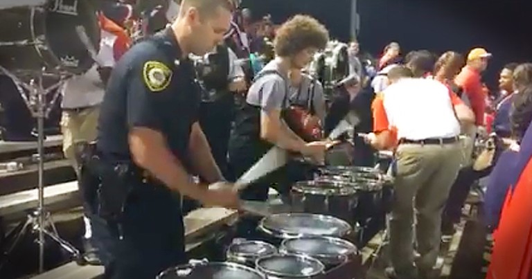 Police Officer Joins Drumline For Talented Performance
