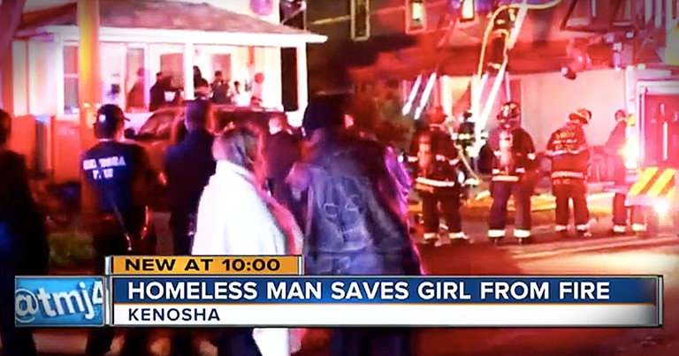 Homeless Man Runs Into Burning Building To Save Little Girl