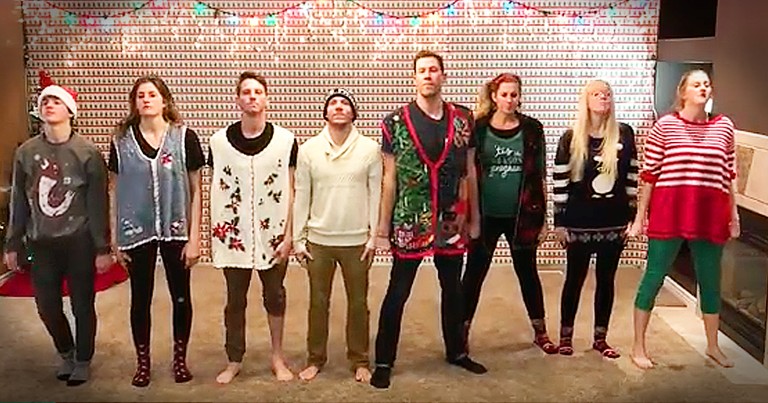 Family Of 8 Wear Mom's Christmas Sweaters For Hilarious Choreographed Dance