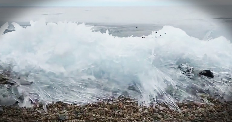 Waves Freezing As They Hit The Shore Is Mesmerizing