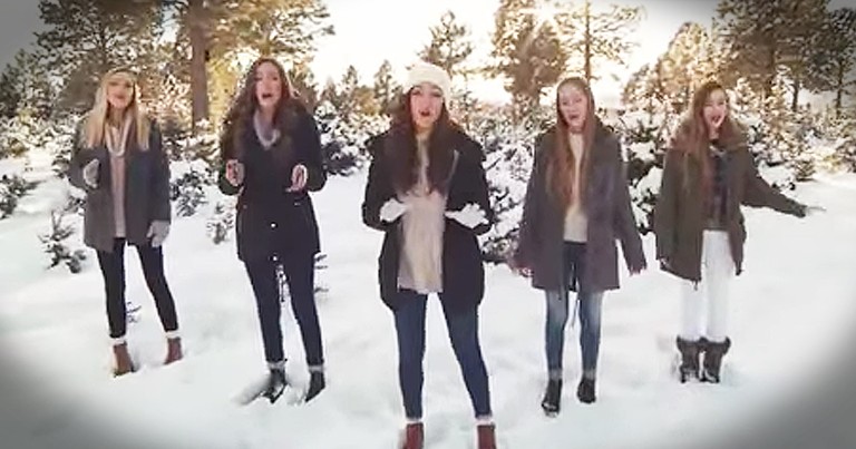 Talented Sisters Perform 'Angels We Have Heard On High' In Snowy Forest