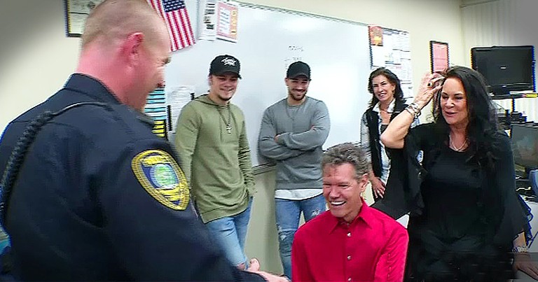Police Officer Tears Up Over Gift From Country Music Legend After Losing Everything In Fire