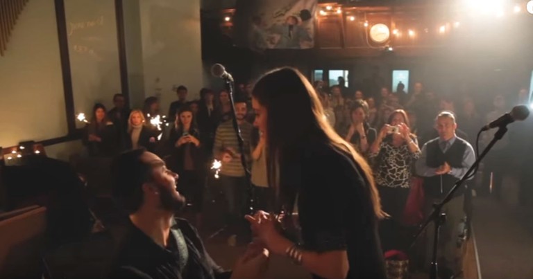Adorable On Stage Proposal For A Couple Who've Known Each Other Since They Were Babies