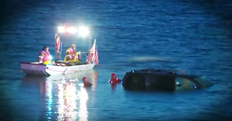 Paramedic Refuses To Give Up When He Sees A Carseat In A Submerged Car