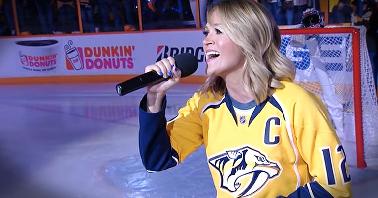Carrie Underwood Sings The National Anthem For Husband's Team