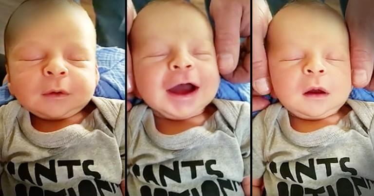 Relaxed Baby Gets His Head Rubbed