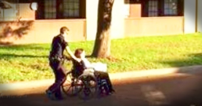 Police Officer Helps Woman After Her Wheelchair Breaks