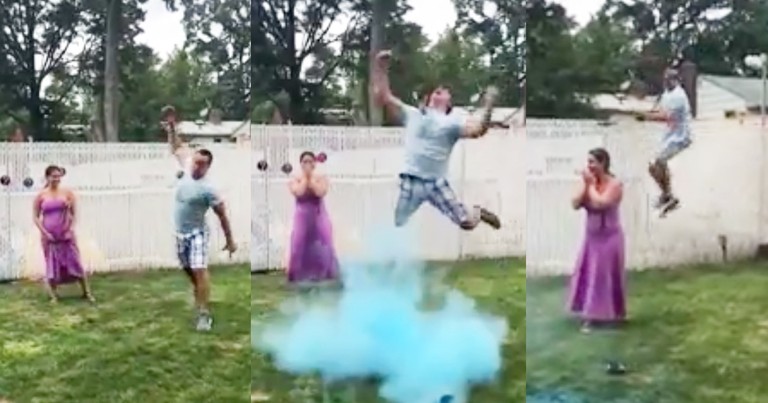 Excited Dad's Over-The-Top Reaction To Gender Reveal