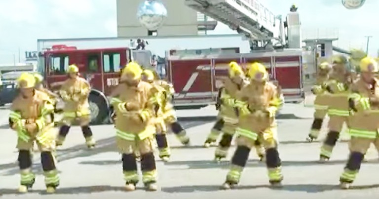 Firefighter Flash Mob Performs 'Staying Alive' For CPR Awareness