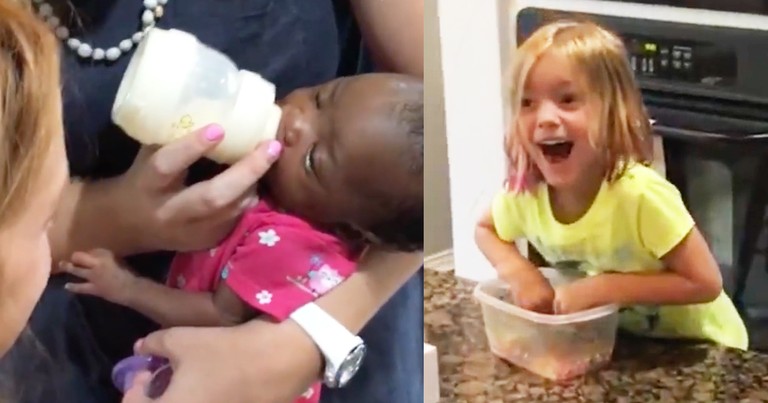 Parents Lovingly Surprise Daughters With Newly Adopted Baby