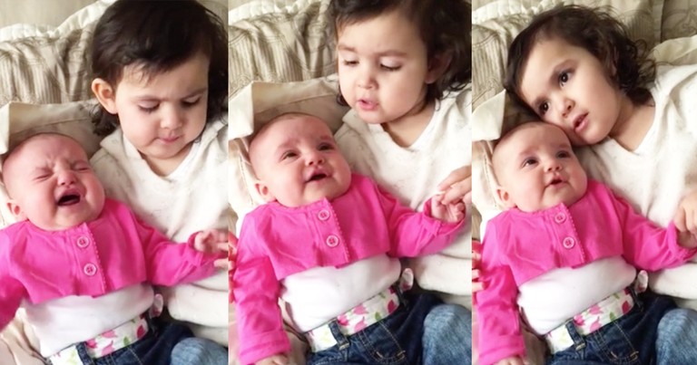 Little Girl Stops Sister's Crying By Singing 'You Are My Sunshine'