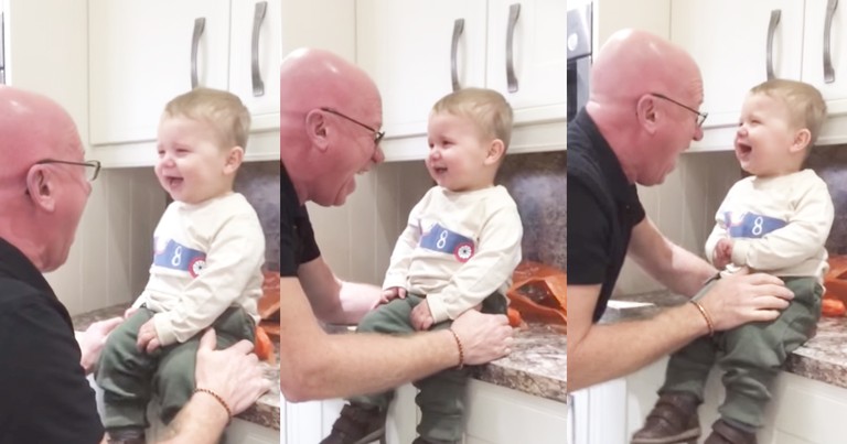 Hilarious Grandpa Can't Stop Cracking Up His Grandson