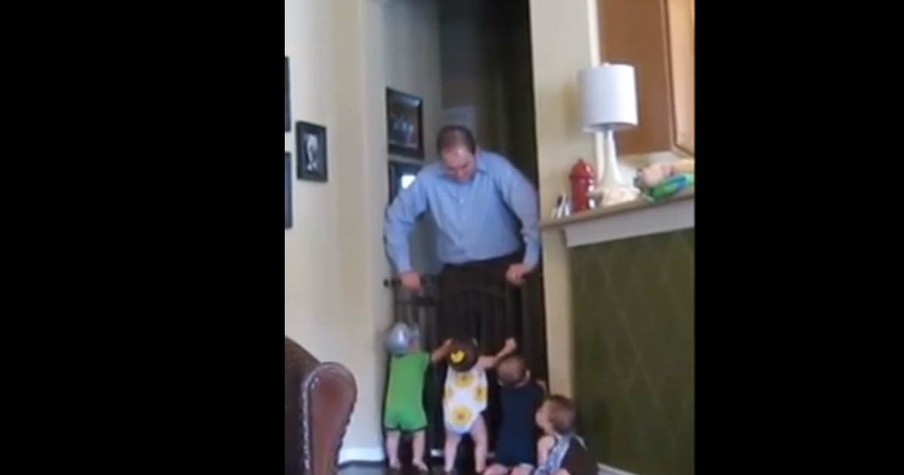 Quadruplets Greet Their Daddy In The Most Adorable Way