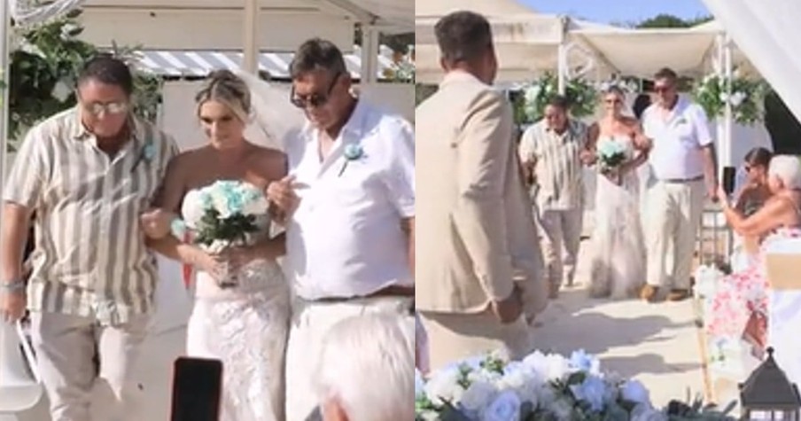 Bride's Father And Stepfather Unite To Escort Her Down The Aisle