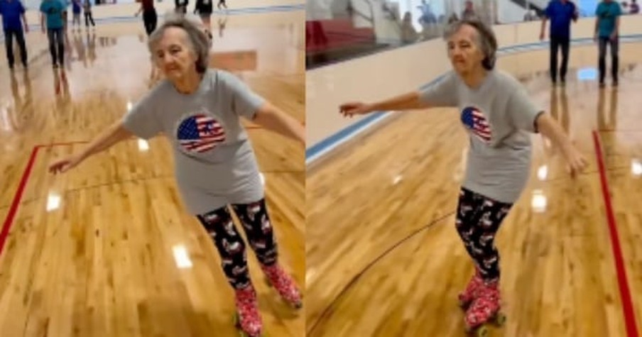 86-Year-Old Woman Roller Skating Is Having A Blast And Everyone's In Awe