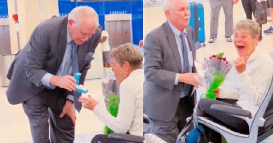 Man Has Folks Sobbing As He Pops the Question to High School Sweetheart 60 Years Later