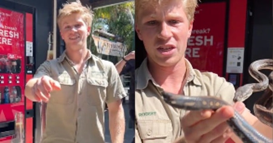 Cameras Caught the Crazy Moment Robert Irwin Removed a Python Stuck in a Vending Machine