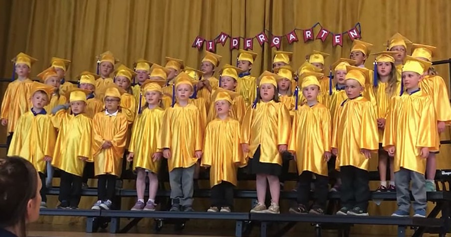 Kindergarten Class Sings Parody Of 'Don't Stop Believing' At Graduation And It's Amazing