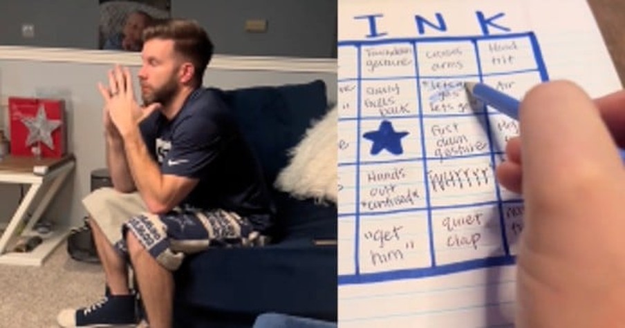 Wife's Football Bingo Based on Husband's Reactions to Game Is a Hilariously Genius Idea