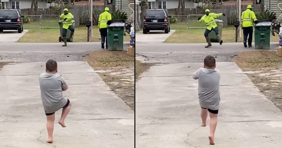 4-Year-Old Boy Starts Dancing And Gets Happy Surprise As The Sanitation Worker Joins In