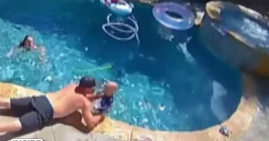 Firefighter Dad Saves His Kid From Drowning And Cameras Caught It All